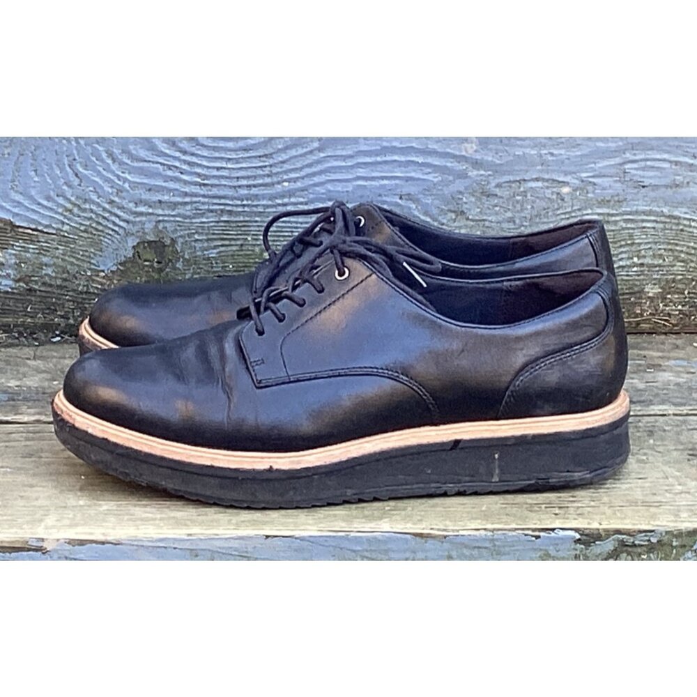 Clarks Women’s Black Leather Oxford Wedge Comfort Lace-Up Shoes Size 9M - Picture 5 of 8